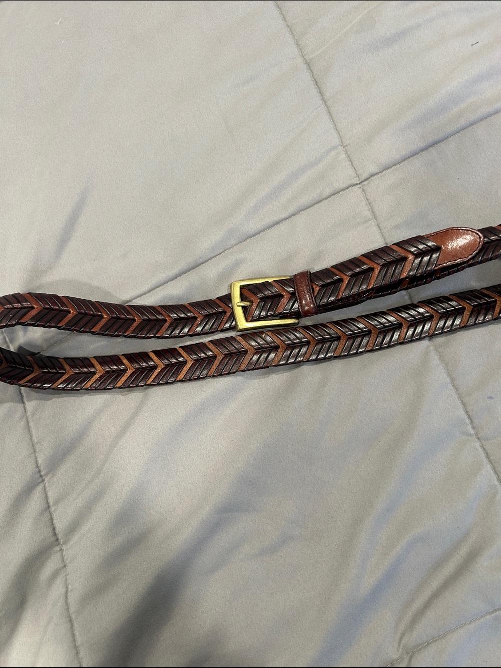 Leather Braided Arrow-Pattern Men’s Belt in Brown